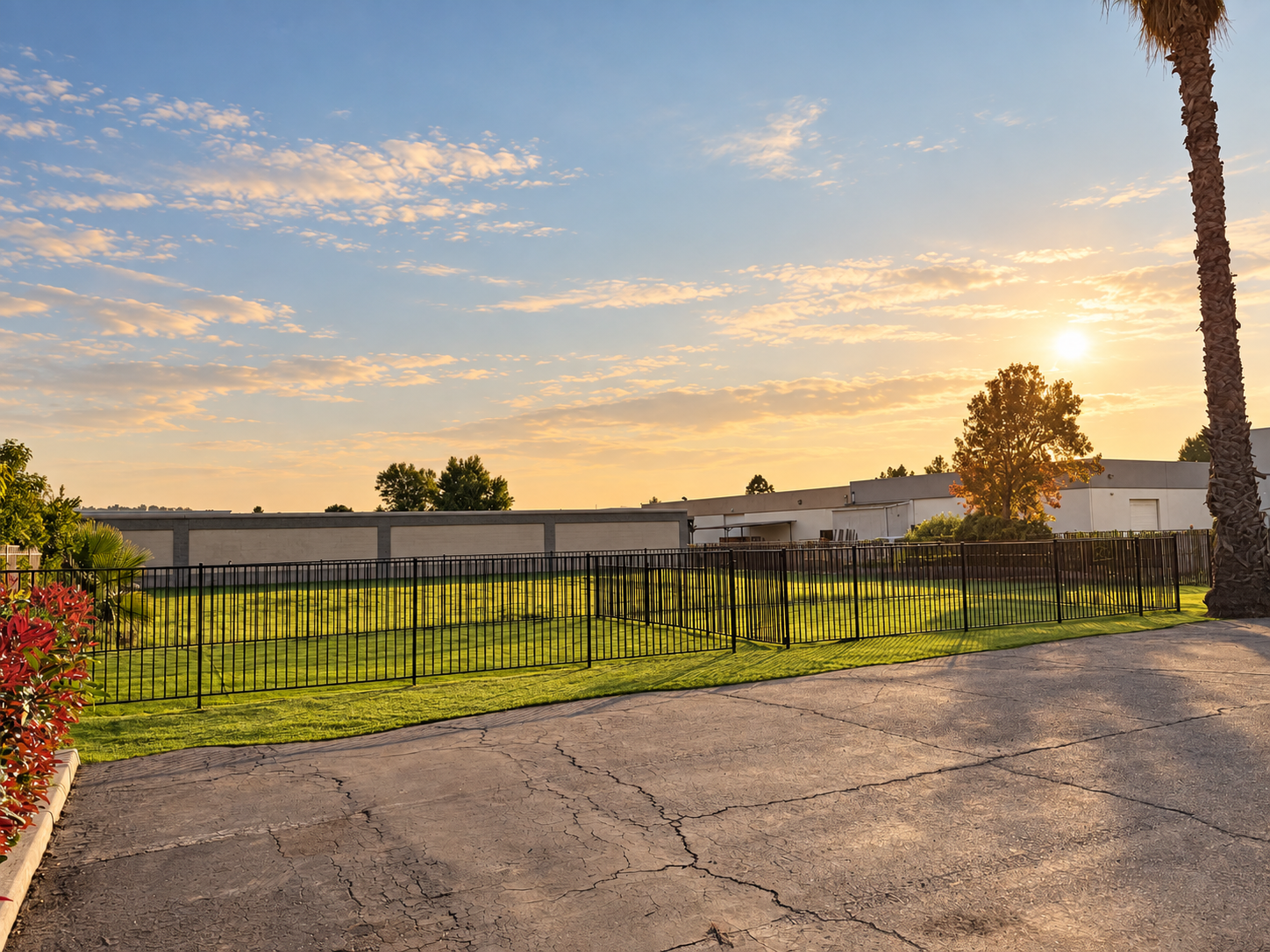 The real fenced outdoor play yard at Good Cat Good Dog