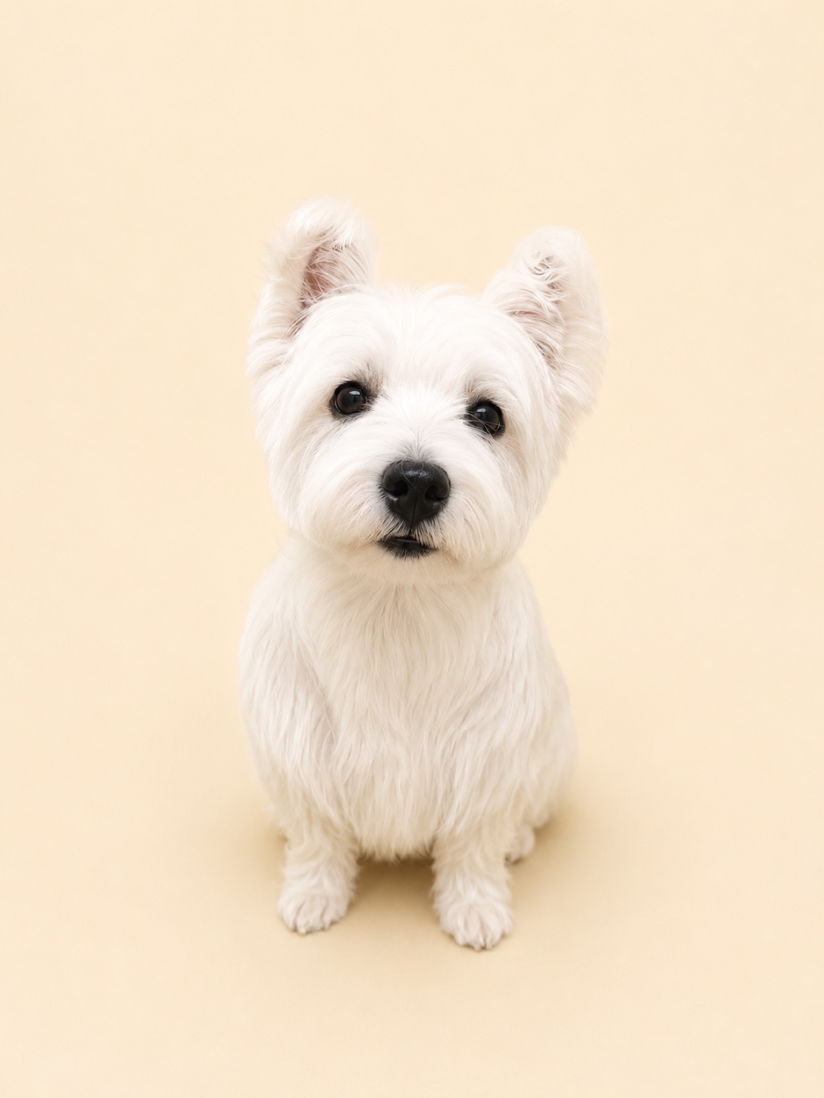 Freshly groomed West Highland white terrier